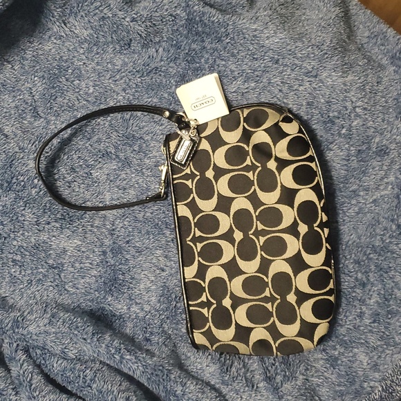 Coach Monogram Black and Gray Wristlet - Picture 3 of 9